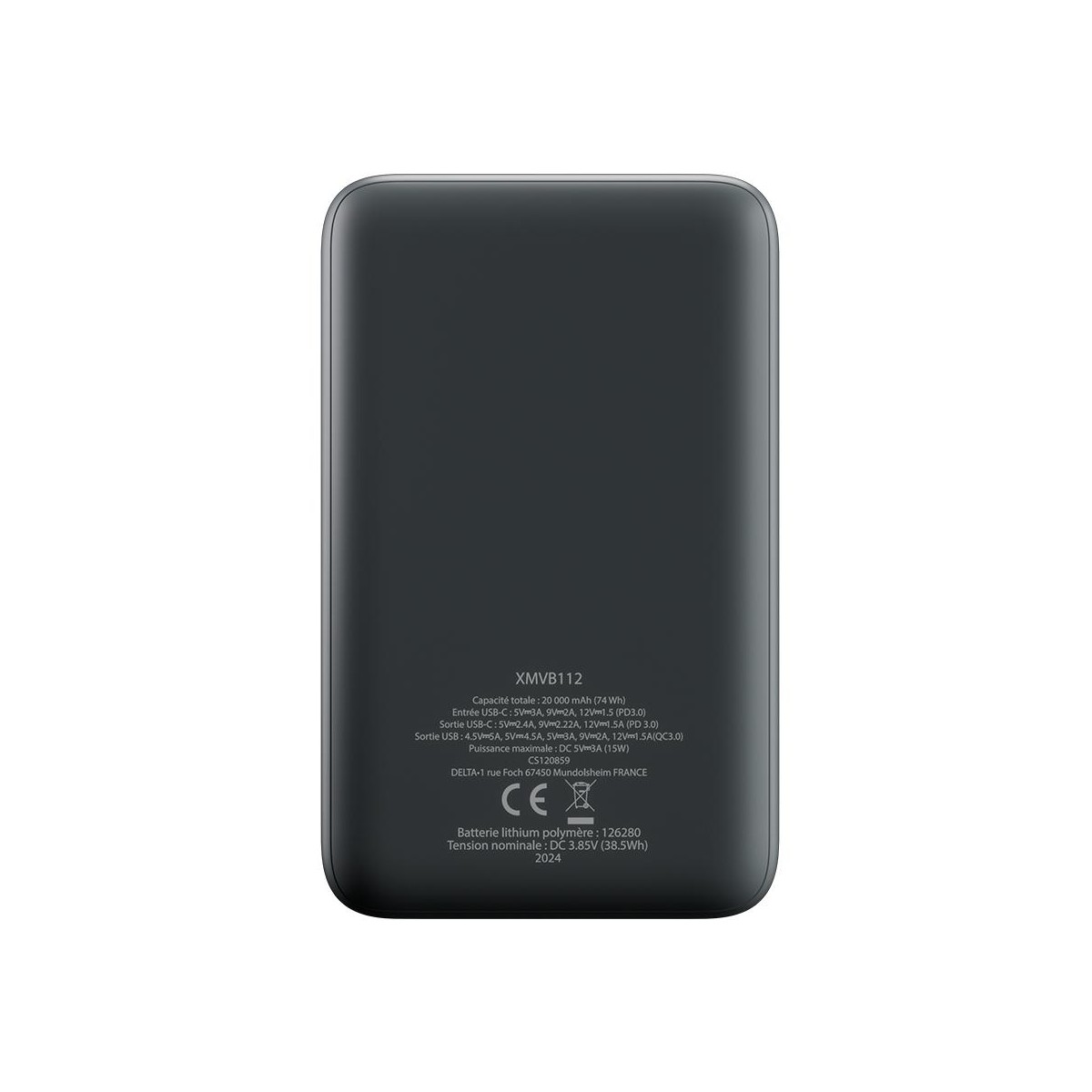 Batterie externe USB-C 18W 20 000 mAh MINI20 couleur unique, LIVOO