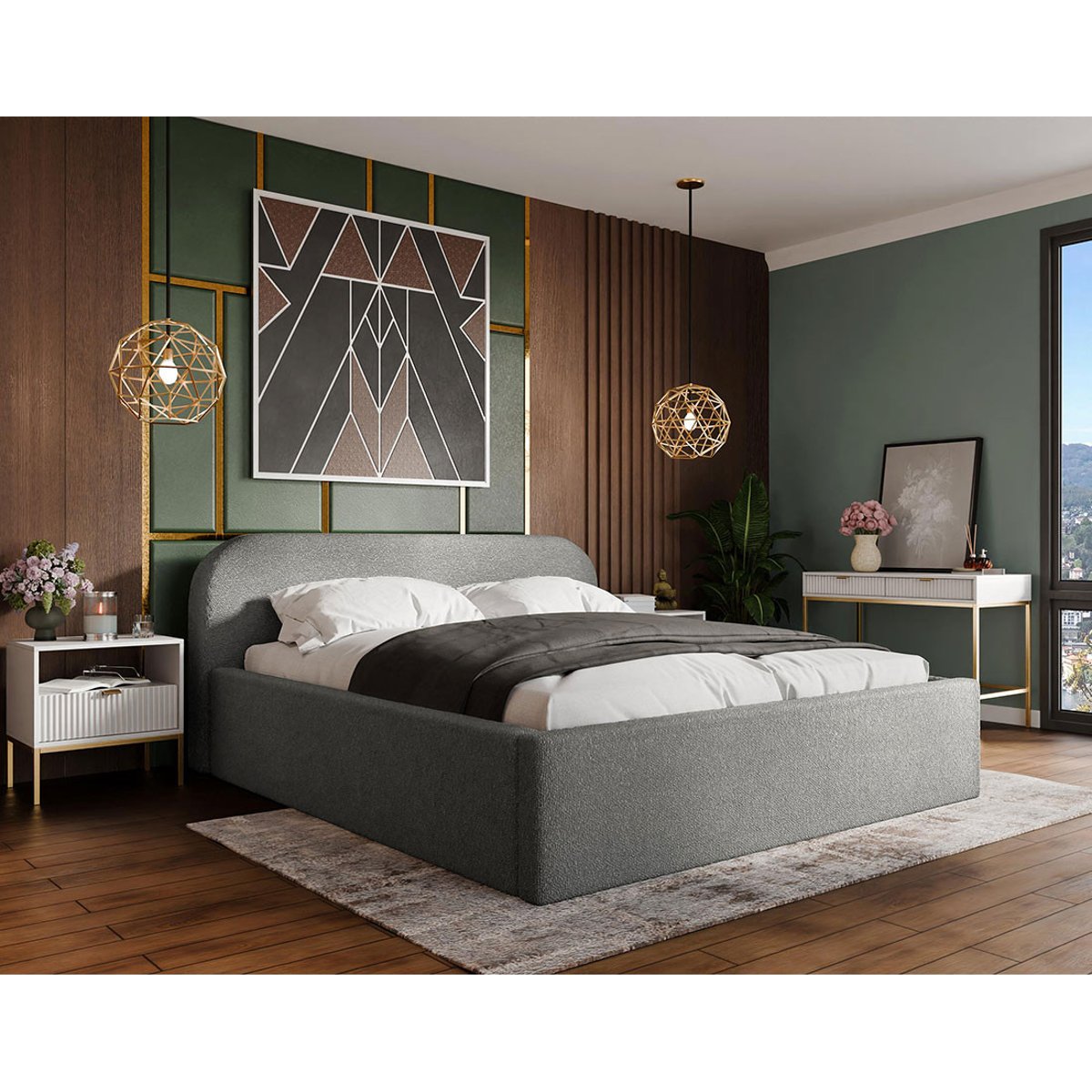 Lit coffre - ORANE gris, BEST MOBILIER
