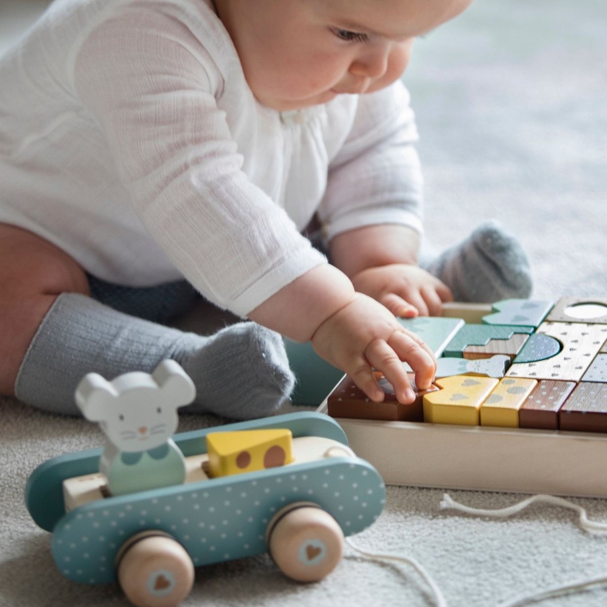 Blocs de construction en bois Poppy vert, jaune, WALKING MUM