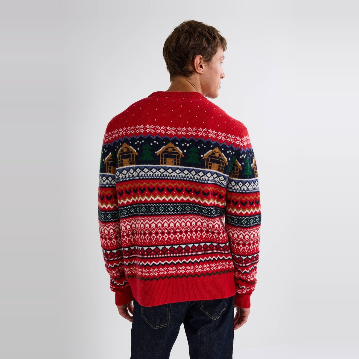 Pull col rond jacquard de noël contenant de la laine reveillon, MONOPRIX