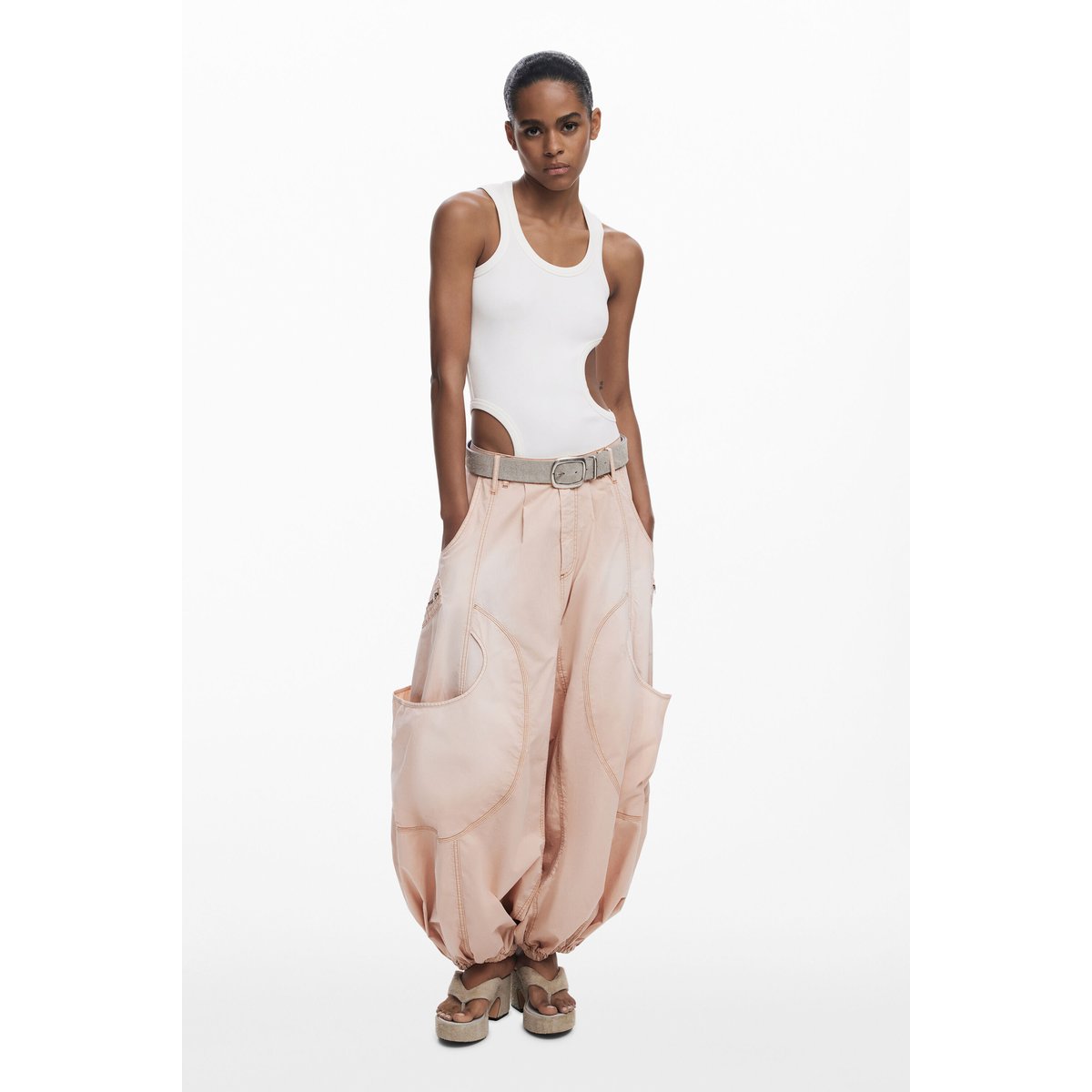 Pantalon cargo fluide rose, DESIGUAL