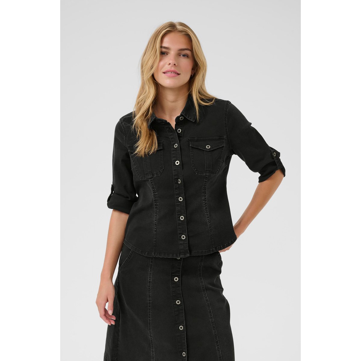 Chemise en jean noir black washed denim, CREAM