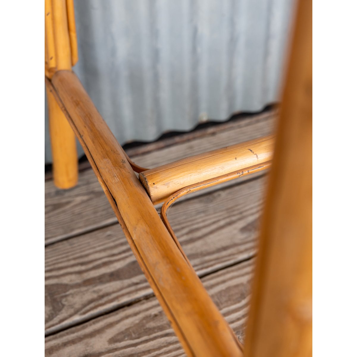 Table à manger en rotin et bambou Romy N°1451 - Bon état bois foncé, DEBONGOUT
