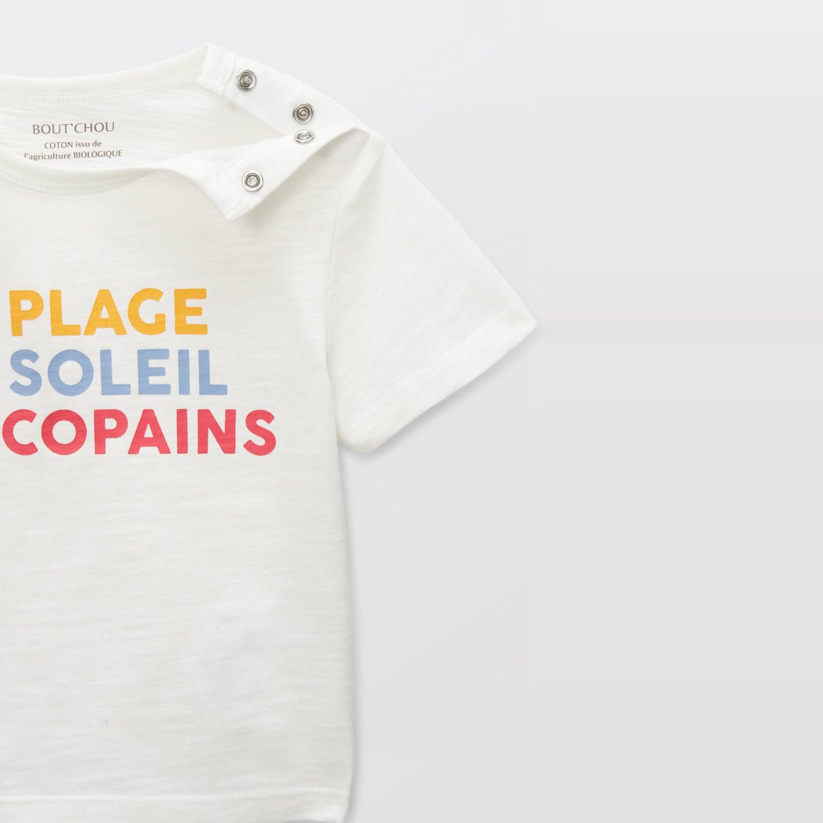 T-shirt manches courtes imprimé en coton BIO GOTS ecru, BOUT'CHOU