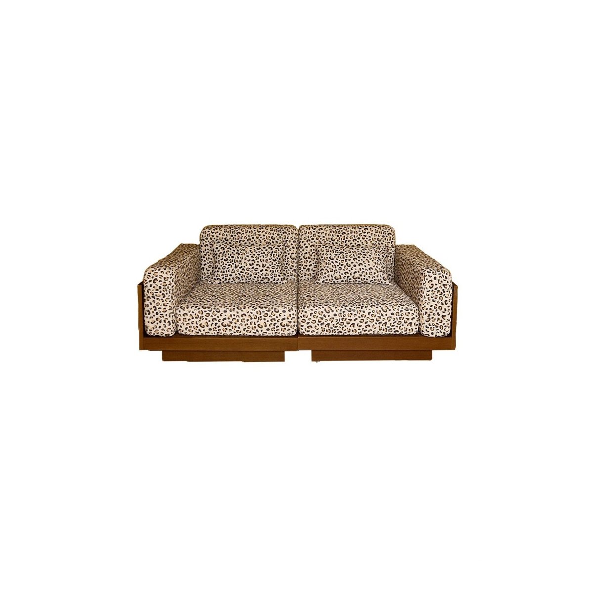 Canapé 2 places en lin finition teck, Georges Le Confortable marron leopard, GABRIELLE PARIS