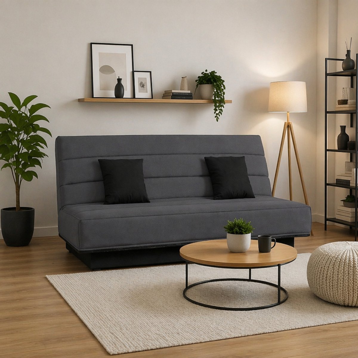 Banquette Clic clac MELISSA 120 x 190, pearl marine gris, RELAXIMA