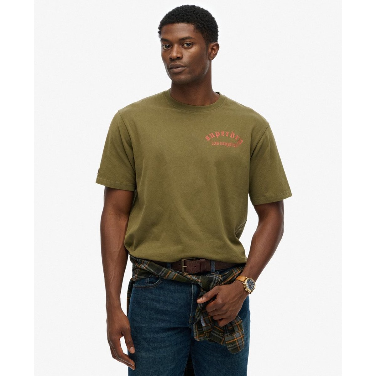 T-shirt ample Tattoo olive foncé, SUPERDRY