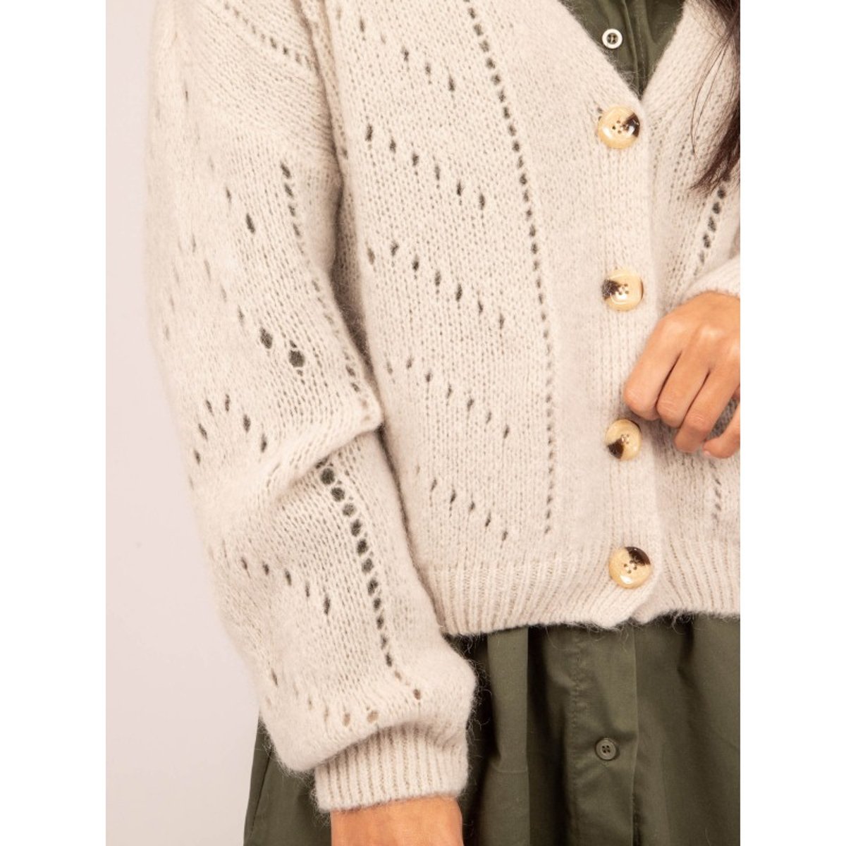 Gilet Boutonné Kaelle beige, DONA LISA