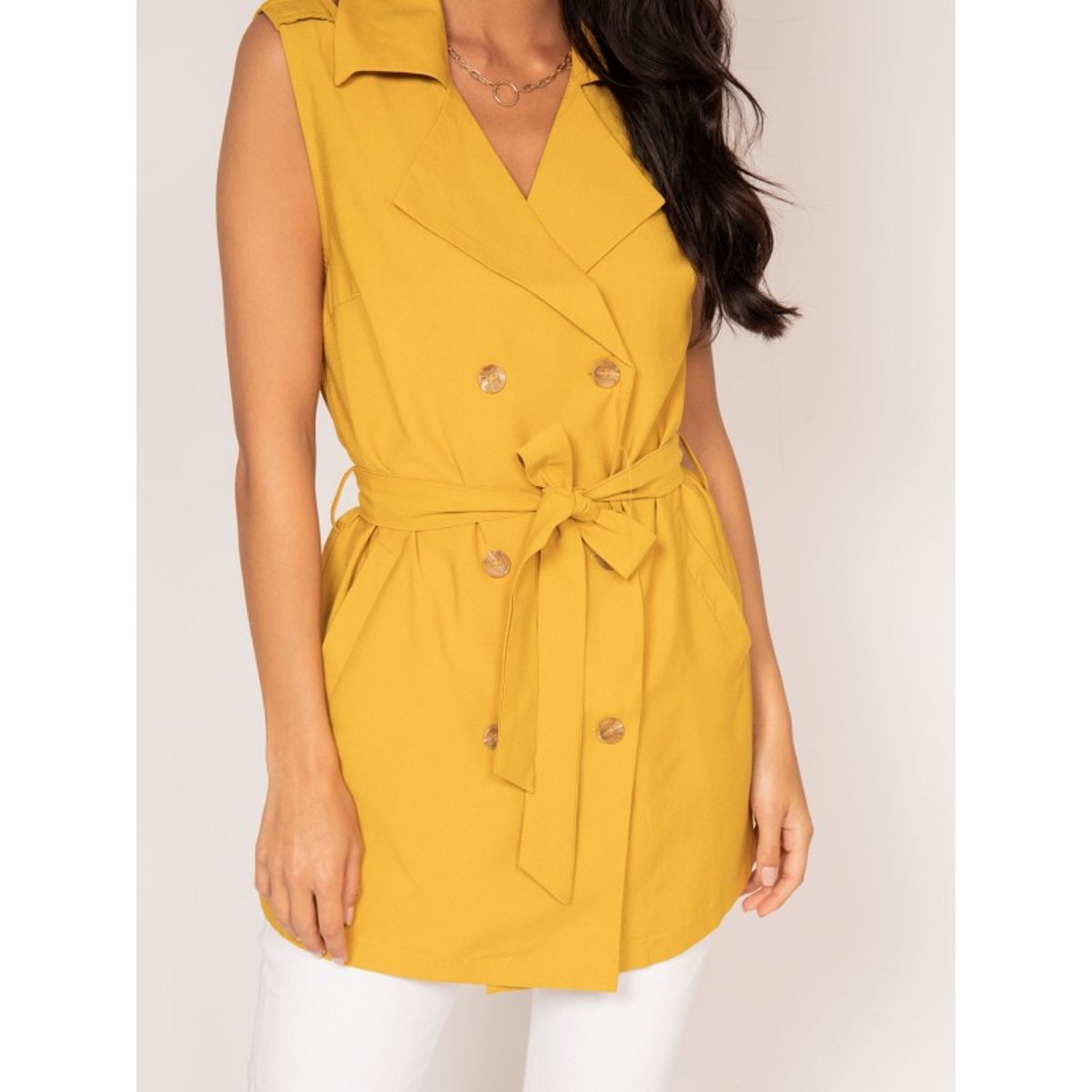 Veste Sans Manches Uliana jaune moutarde, DONA LISA