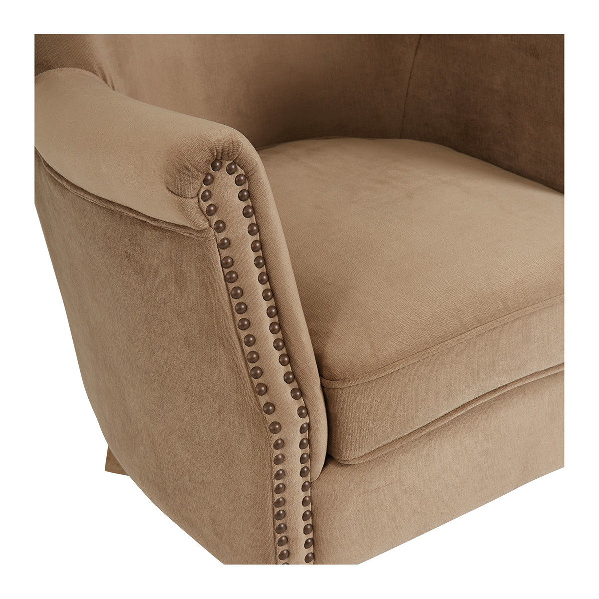 Fauteuil en velours marron, BLANC D’IVOIRE