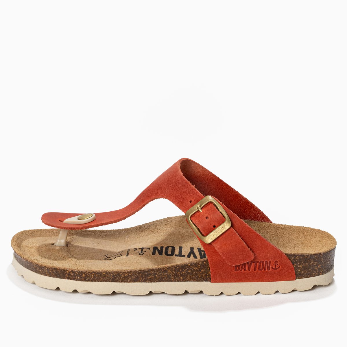 Tongs en cuir MERCURE orange, BAYTON