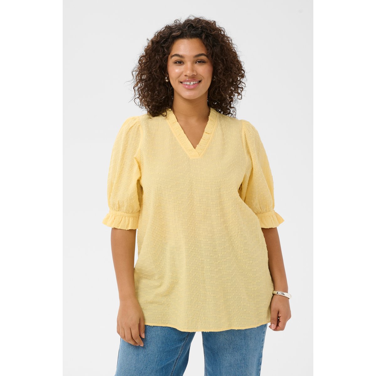 Blouse à manches courtes jaune sunlight, KAFFE CURVE
