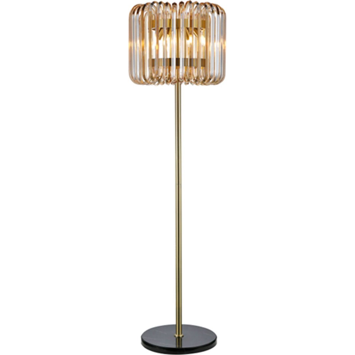 Lampadaire en verre côtelé et marbre, Chic bronze, RECOLLECTION