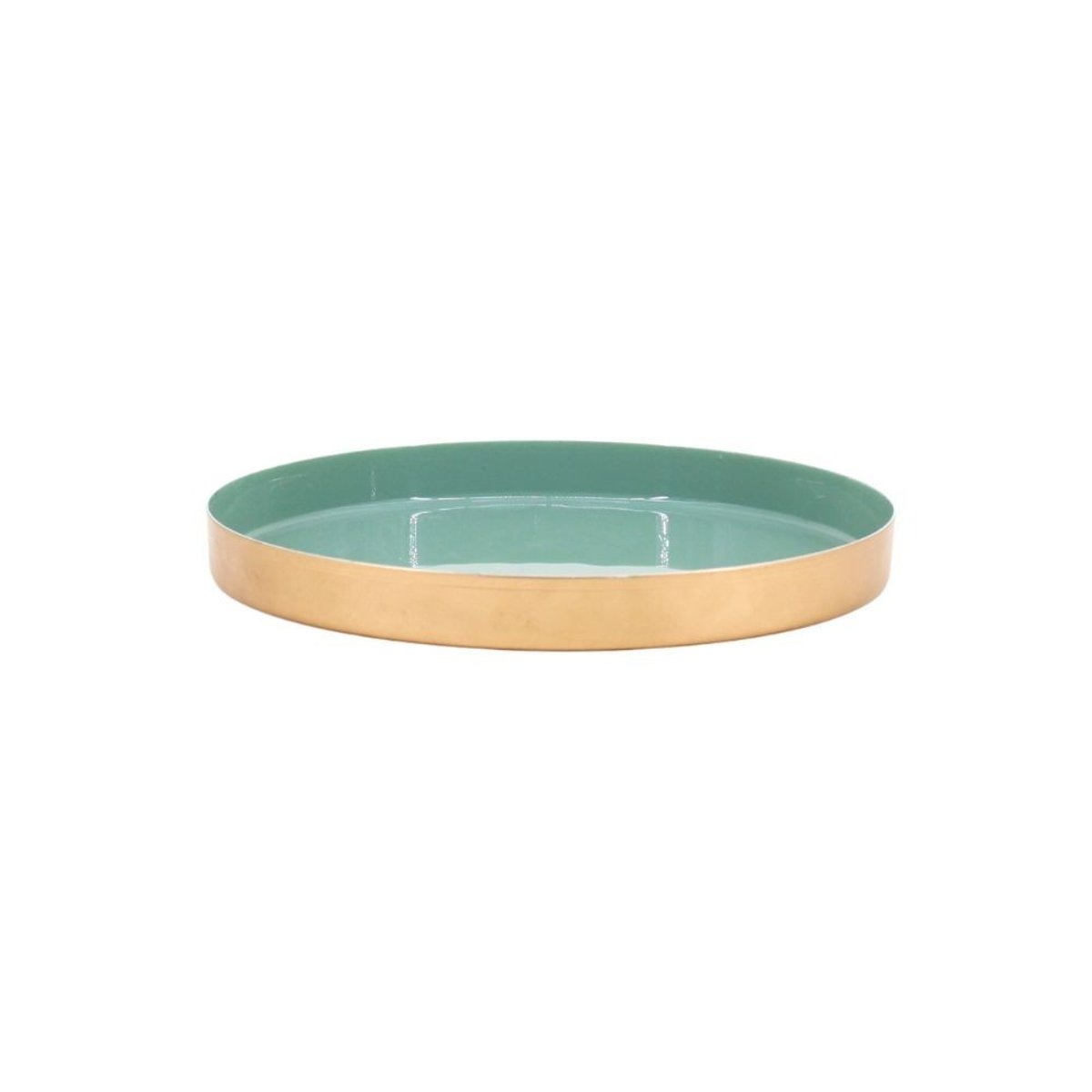 Plateau rond vert, doré 25cm vert, ORNAMI