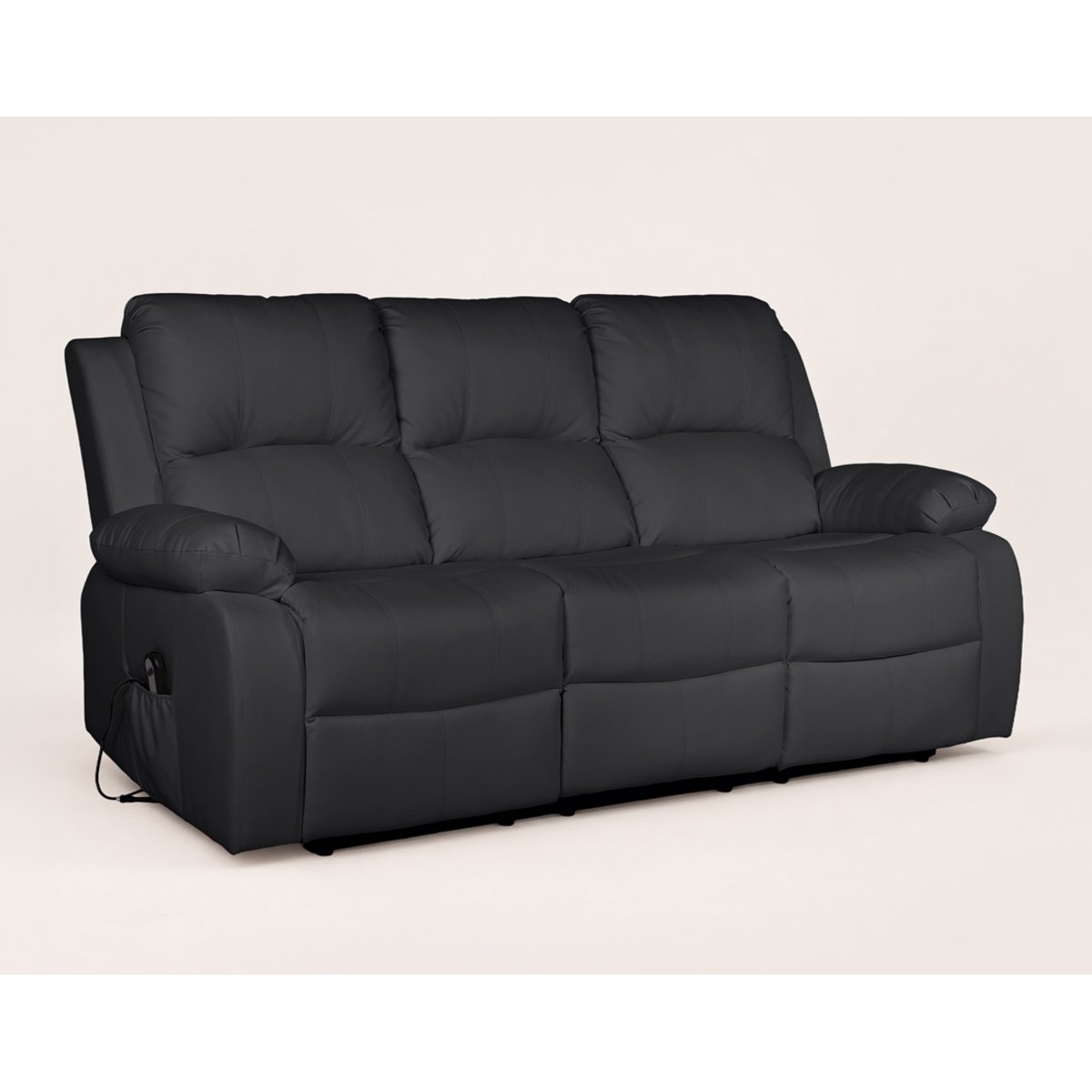 Canapé relax électrique en simili 3 places, ARMAND noir, BEST MOBILIER