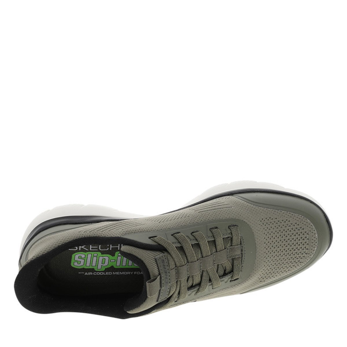 Baskets olive avec une semelle plate et une fermeture à slip-on vert, SKECHERS