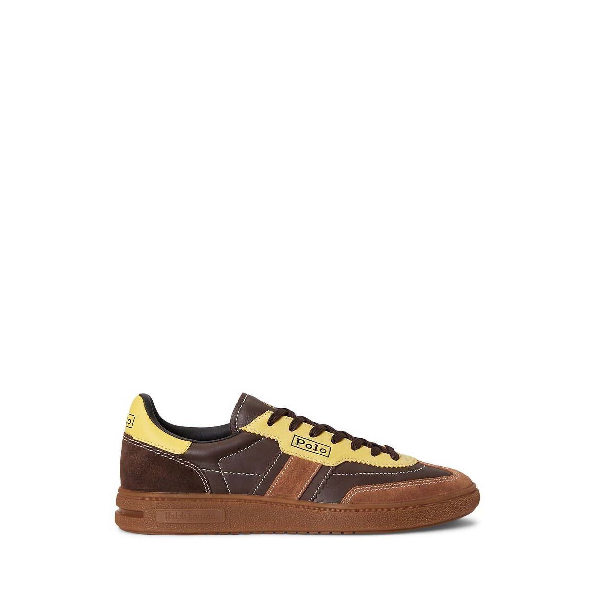 Baskets en cuir BEDFORD marron/jaune, POLO RALPH LAUREN