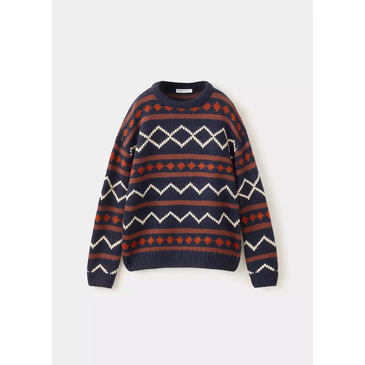 Pull en maille frise bleu marine, MANGO KIDS