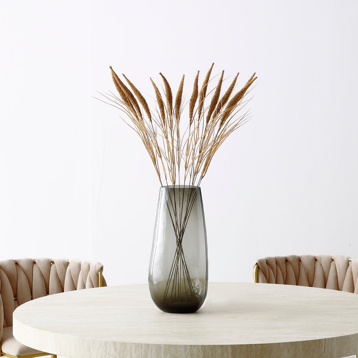 Bouquet de pampa 12 tiges artificielle H80 marron, SIA DECO
