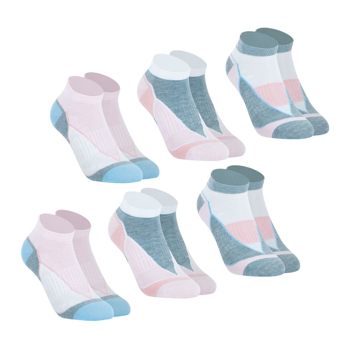 Chaussettes basses, Lot de 6 paires, SPORT blanc-gris-rose-blanc-gris-rose, WILSON