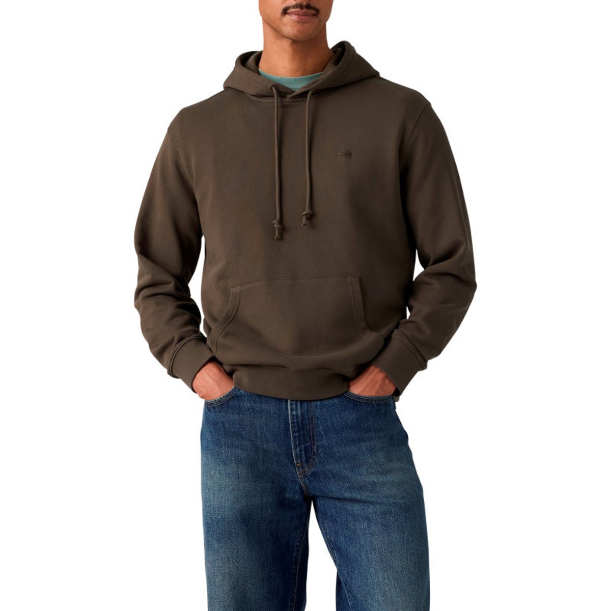 Sweat brun à coupe droite pourvu d'un col à capuche avec cordon de serrage brun, LEVI'S