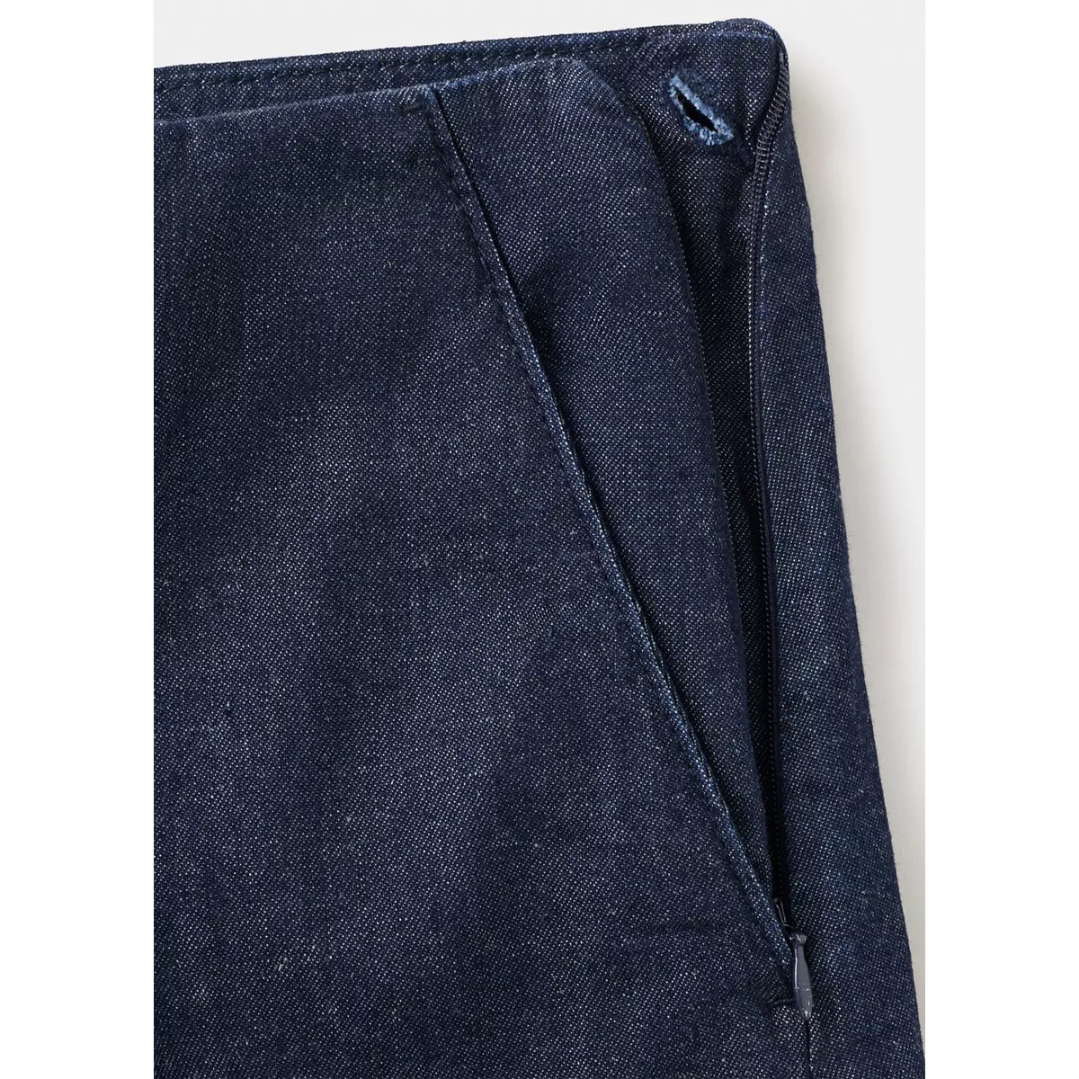 Pantalon en denim taille haute bleu, MANGO