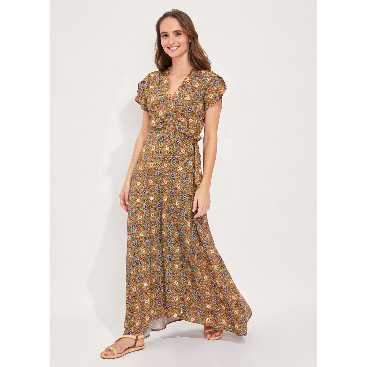 Robe eleonor imprimee imprime ecru Promod La Redoute