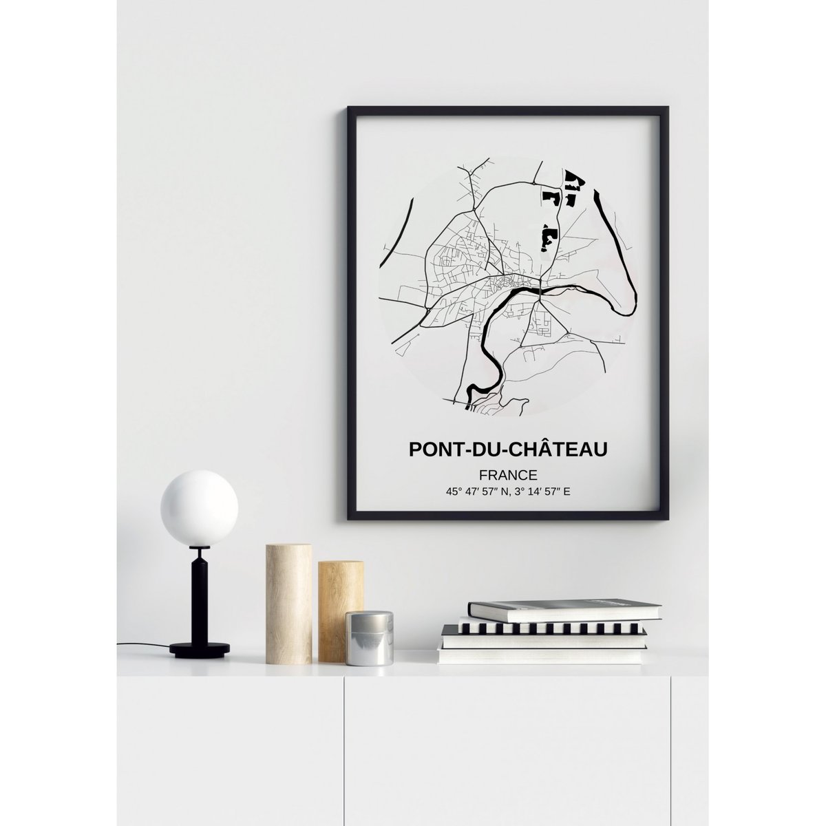 Affiche Carte Pont-du-Château blanc, L'AFFICHERIE