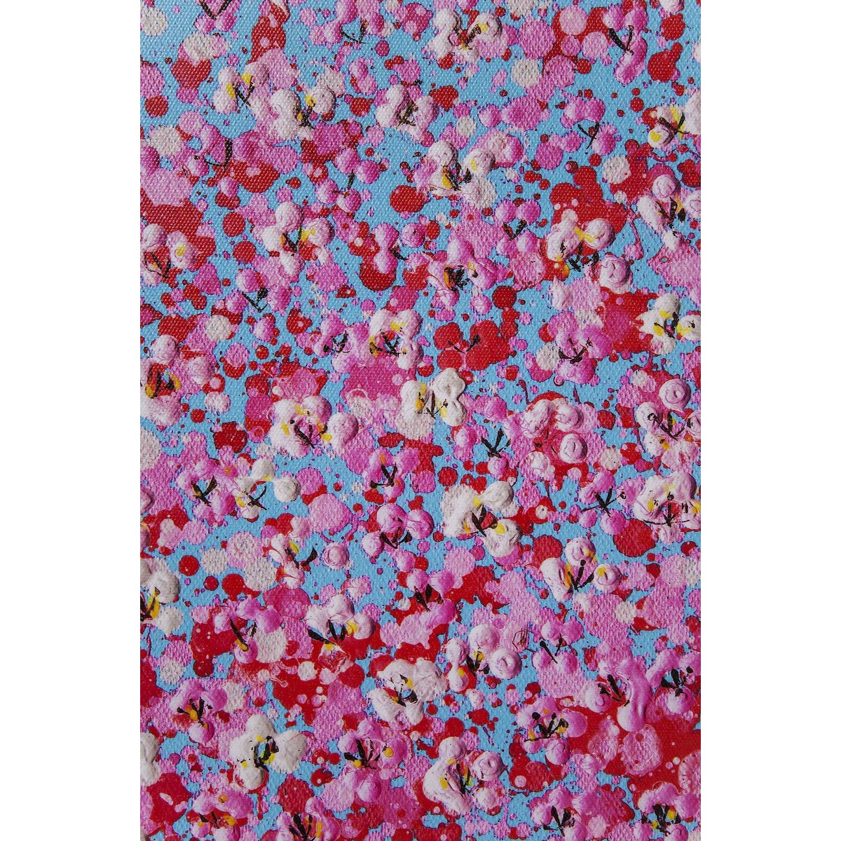 Tableau fleurs pirogue, TOUCHED bleu et rose, KARE DESIGN