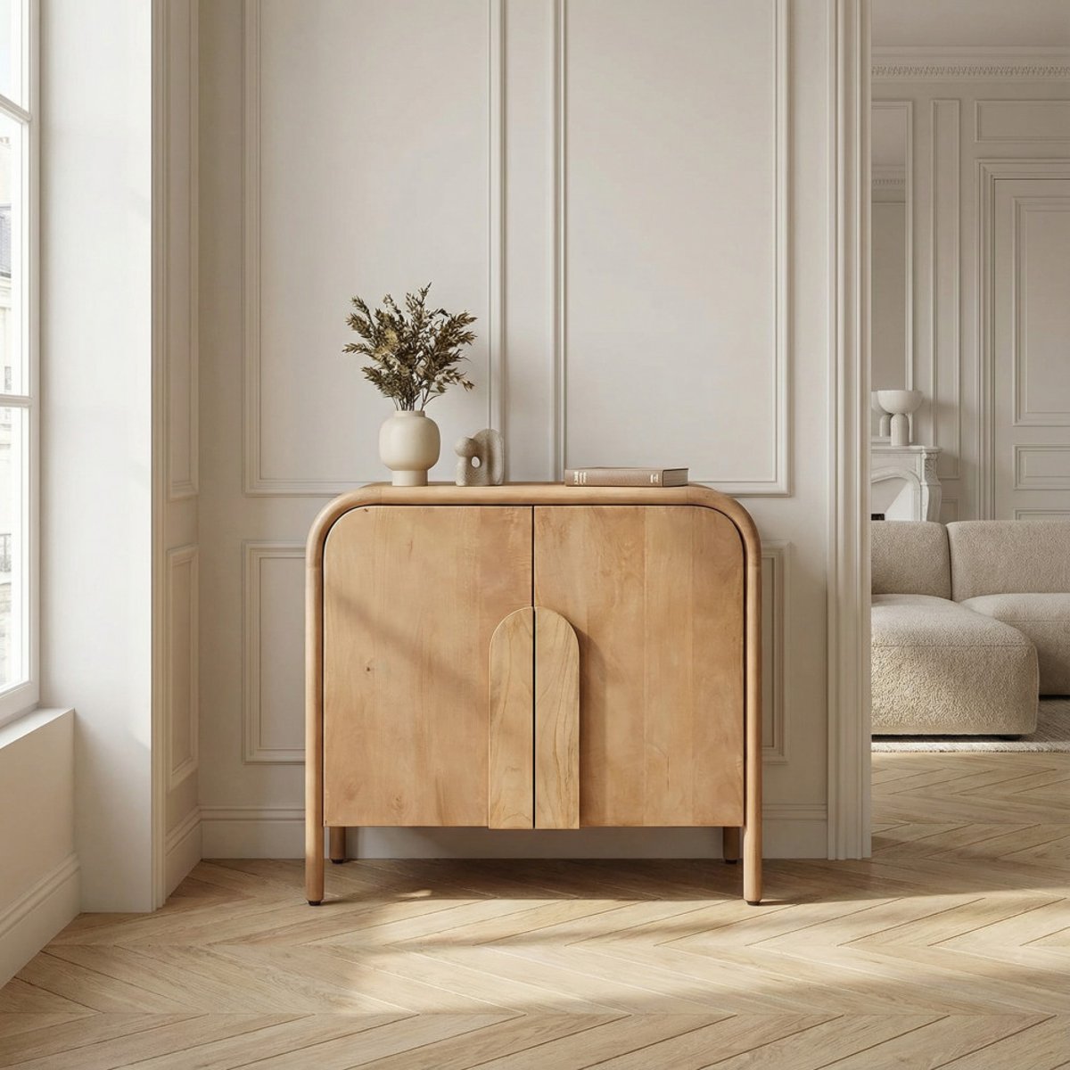 Buffet 2 portes en bois massif L90cm- BALI bois clair, DRAWER