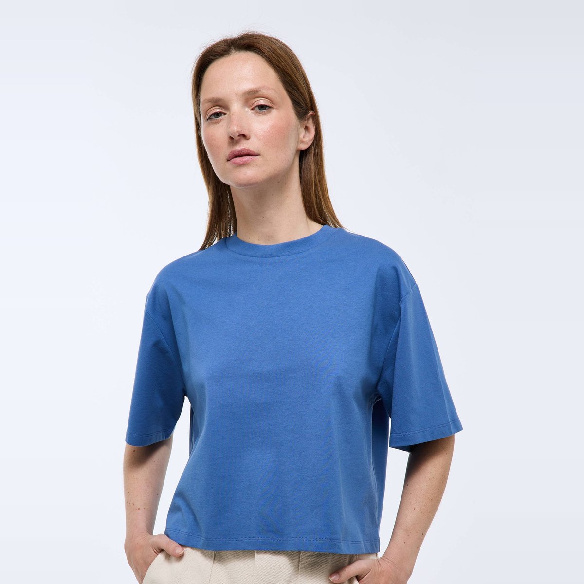 T-shirt court uni en coton BIO GOTS riviera, MONOPRIX
