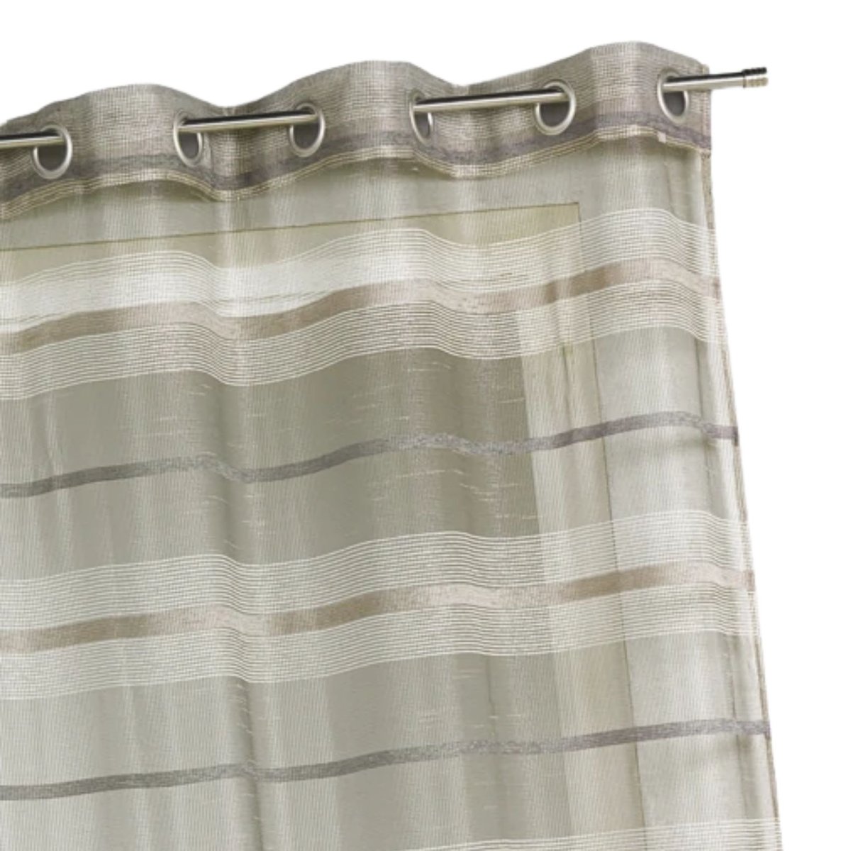 Voilage coloré rayures horizontales taupe, HOME MAISON