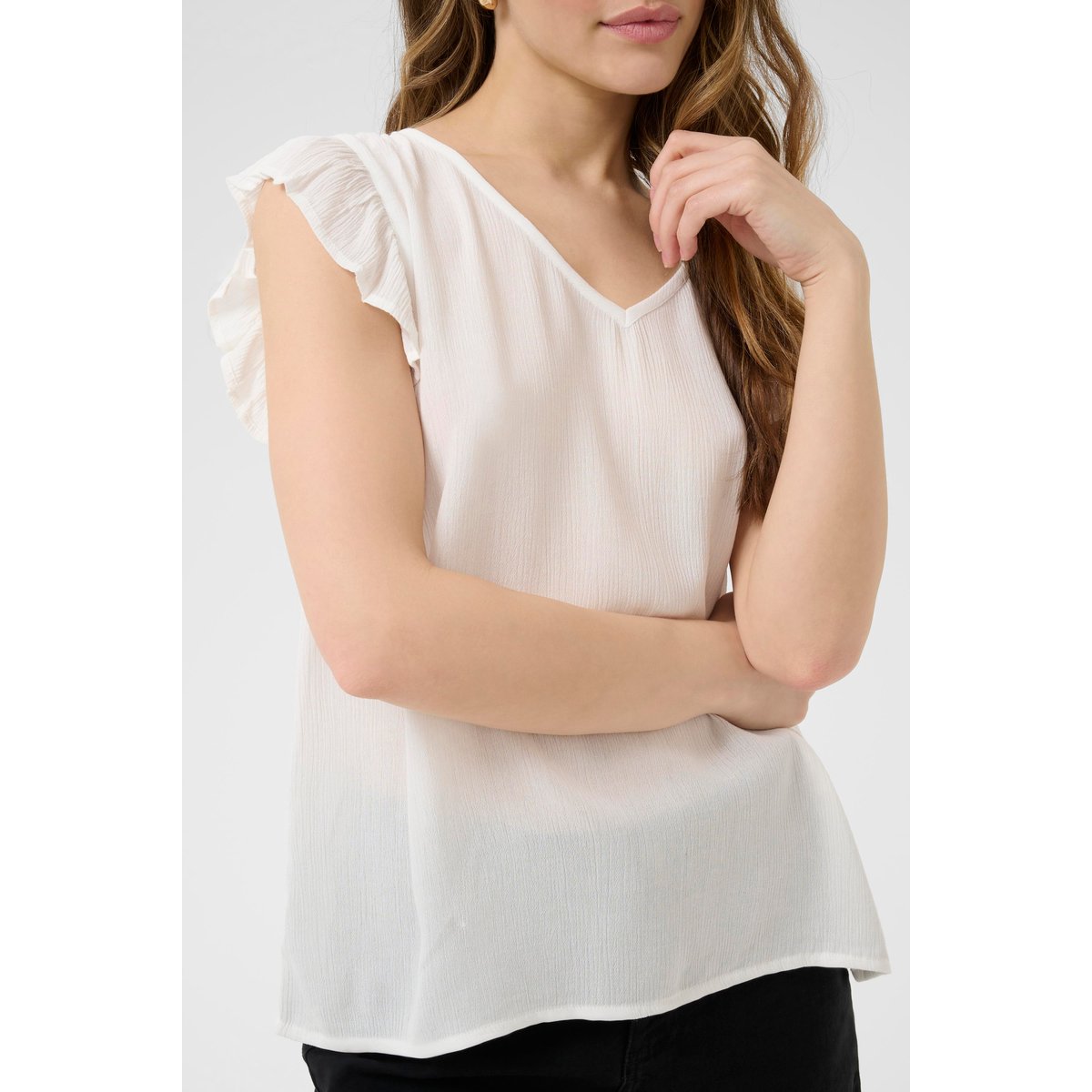 Blouse à manches courtes blanc chalk, KAFFE