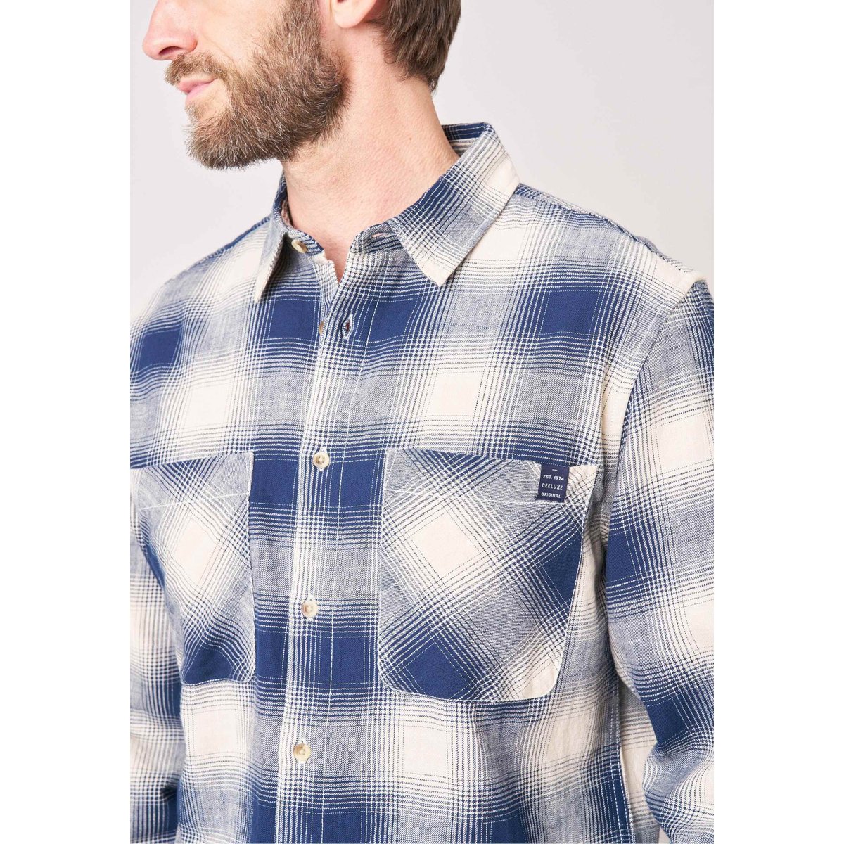 Chemise loose homme à carreaux ZENGO navy, DEELUXE