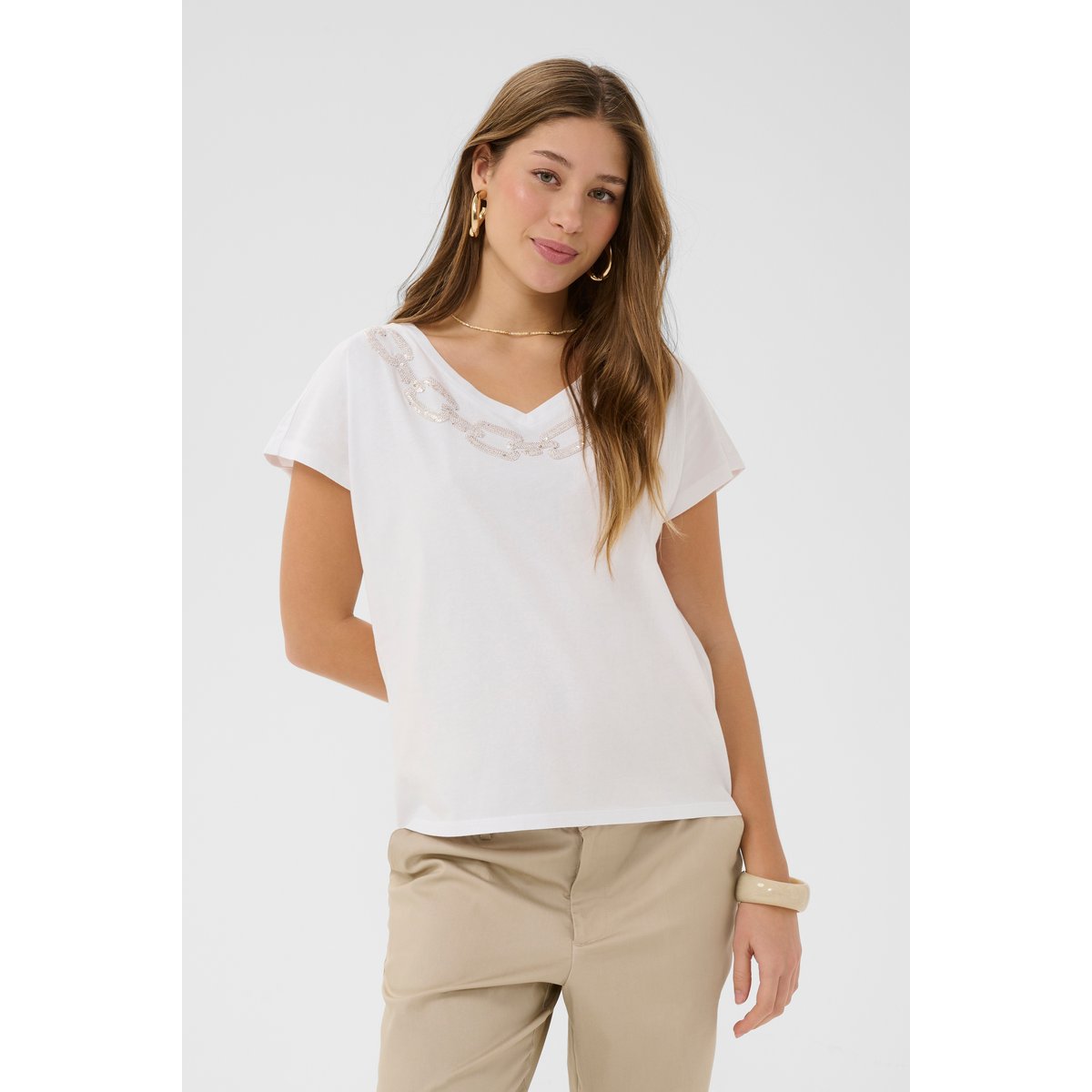 T-shirt à manches courtes blanc snow white, CREAM