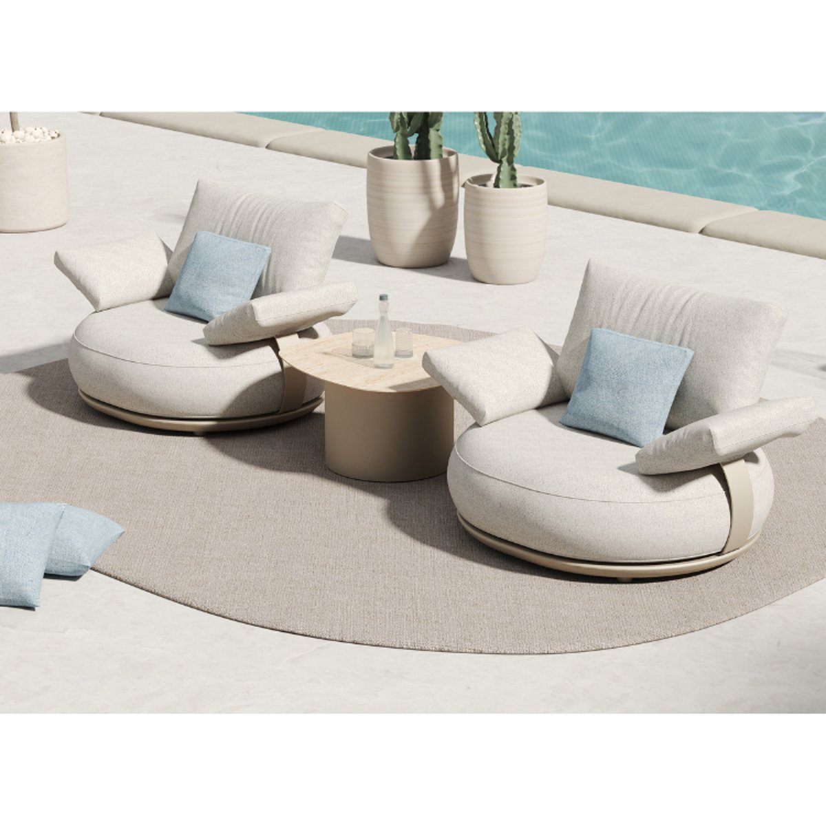 Salon de jardin modulable en aluminium, ELYO beige, AU JARDIN DE CHLOÉ