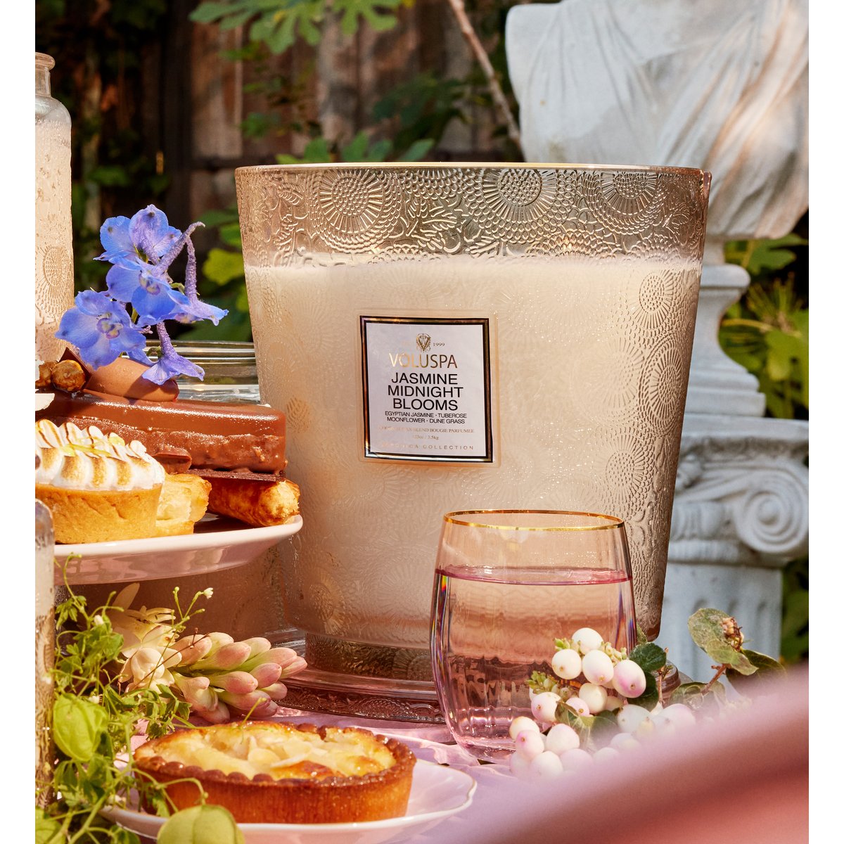 Jasmine midnight blooms - bougie parfumée 5 mèches - grand modèle blanc, VOLUSPA