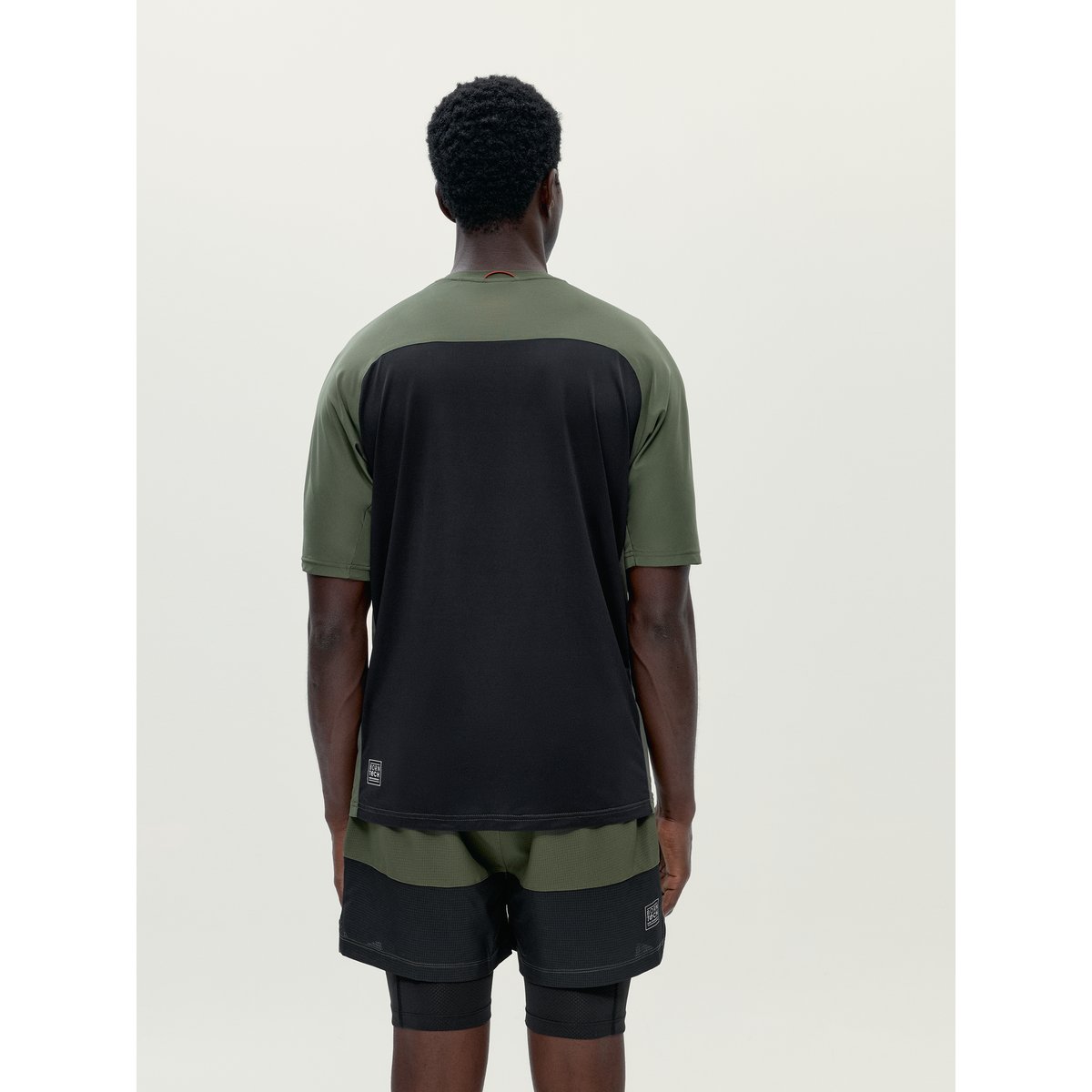 T-shirt de sport homme Trak Manches courtes séchage rapide vert kaki/noir, BORN