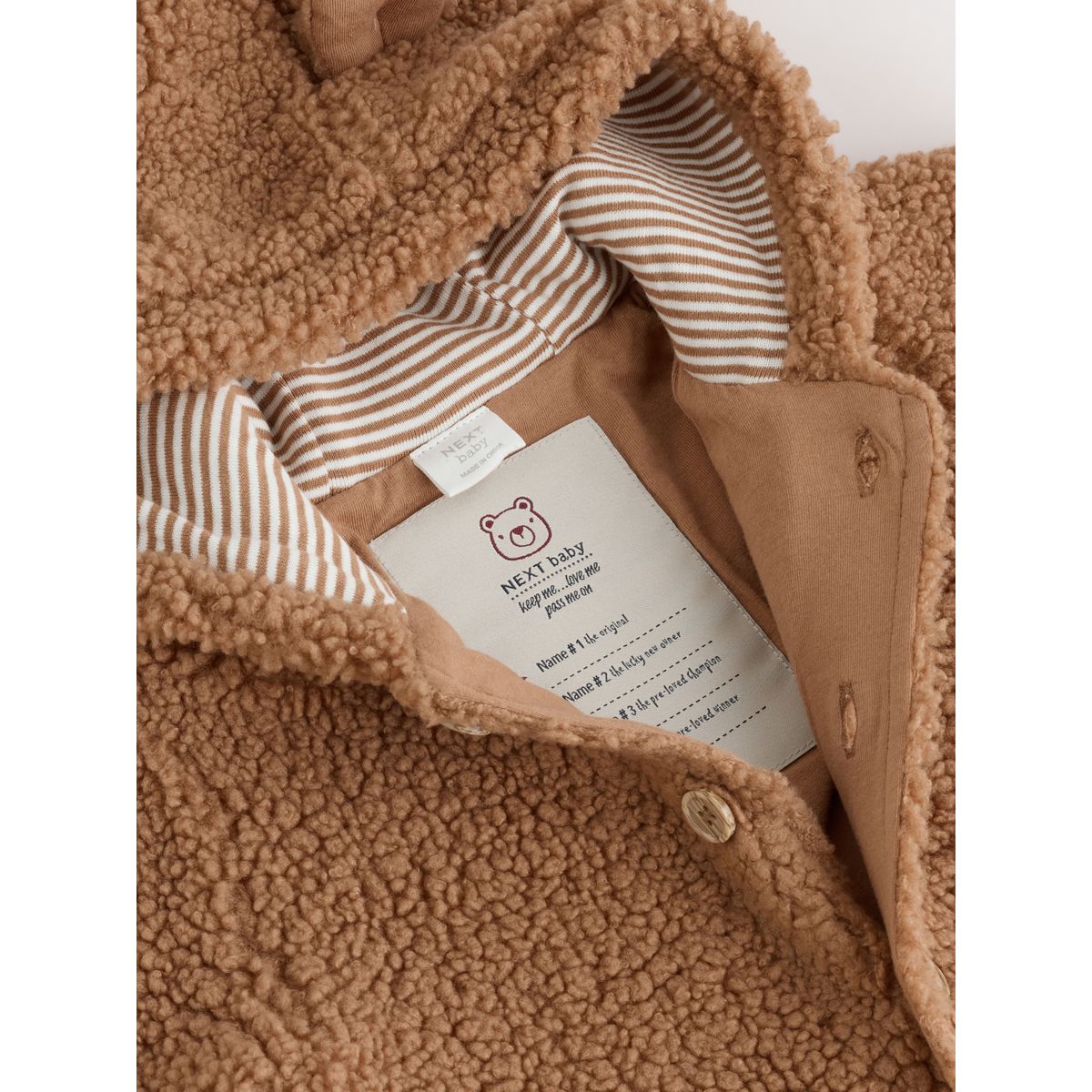 Combinaison bébé capuche peau lainée marron, NEXT