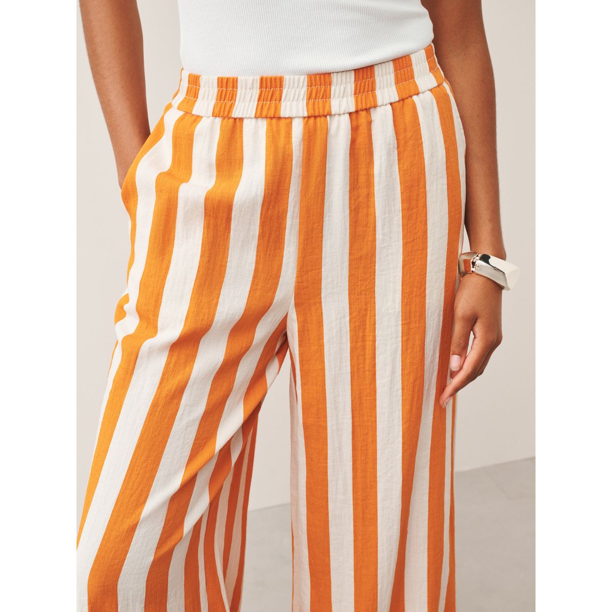 Pantalon ultra large à enfiler rayé orange, NEXT