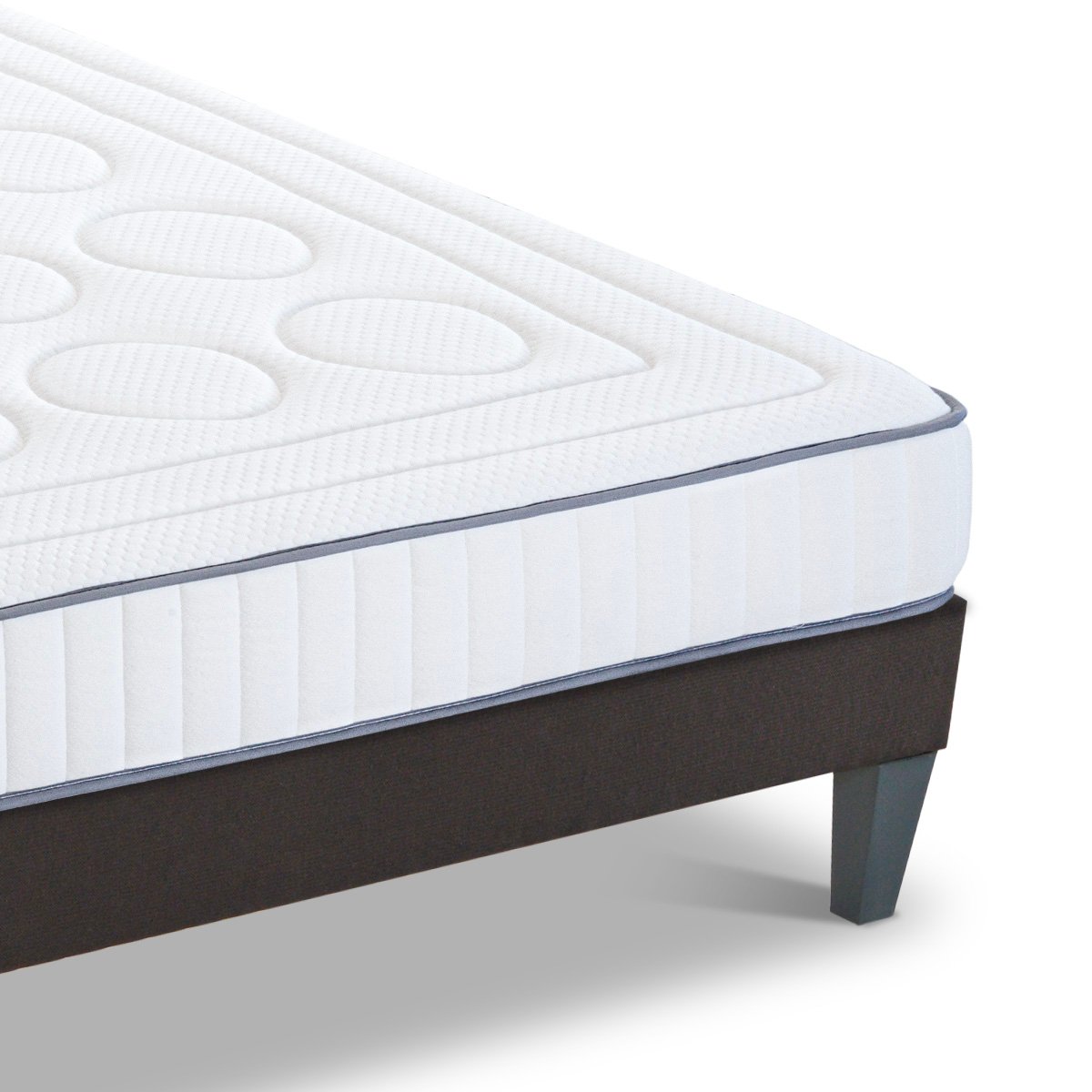 Ensemble Cristal 140x200 cm Matelas Mousse + Sommier Bois blanc, OLYMPE LITERIE
