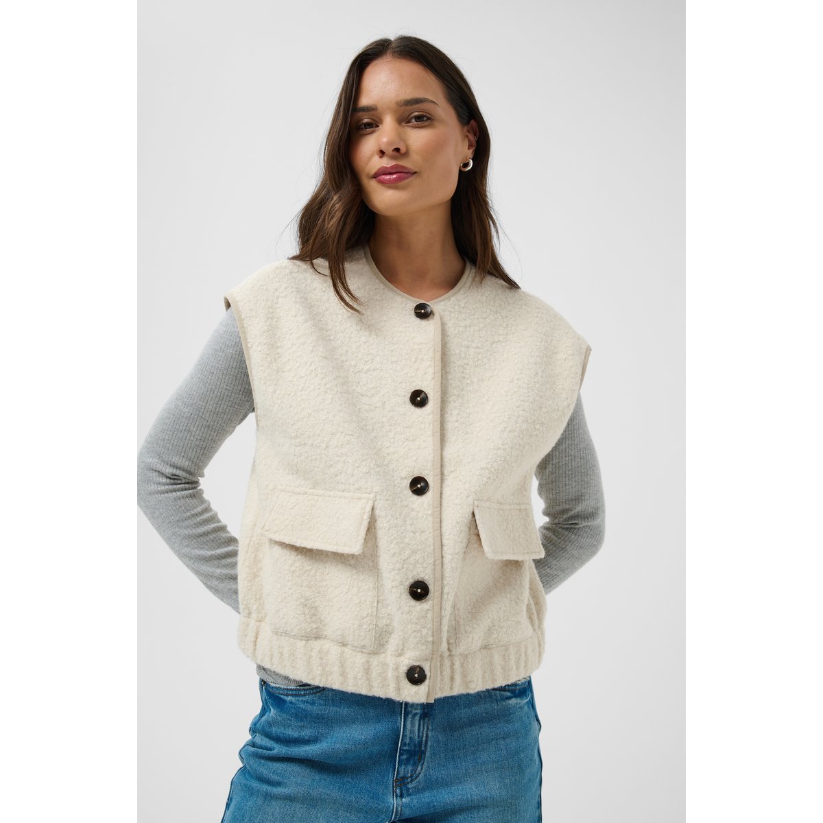 Manteau blanc whisper white melange, KAFFE