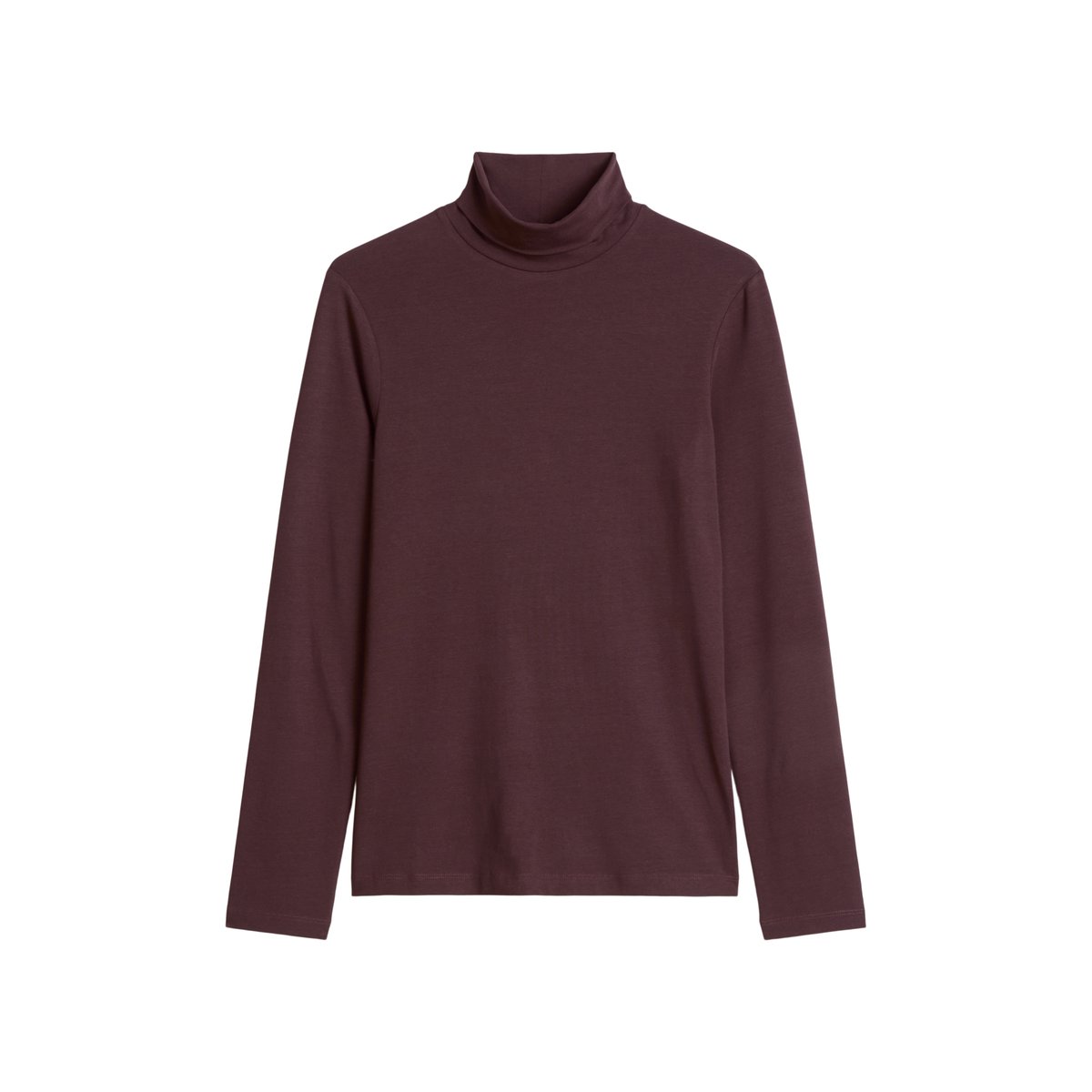 Turtleneck manches longues slim en single jersey élastique marron, MARC O’POLO DENIM