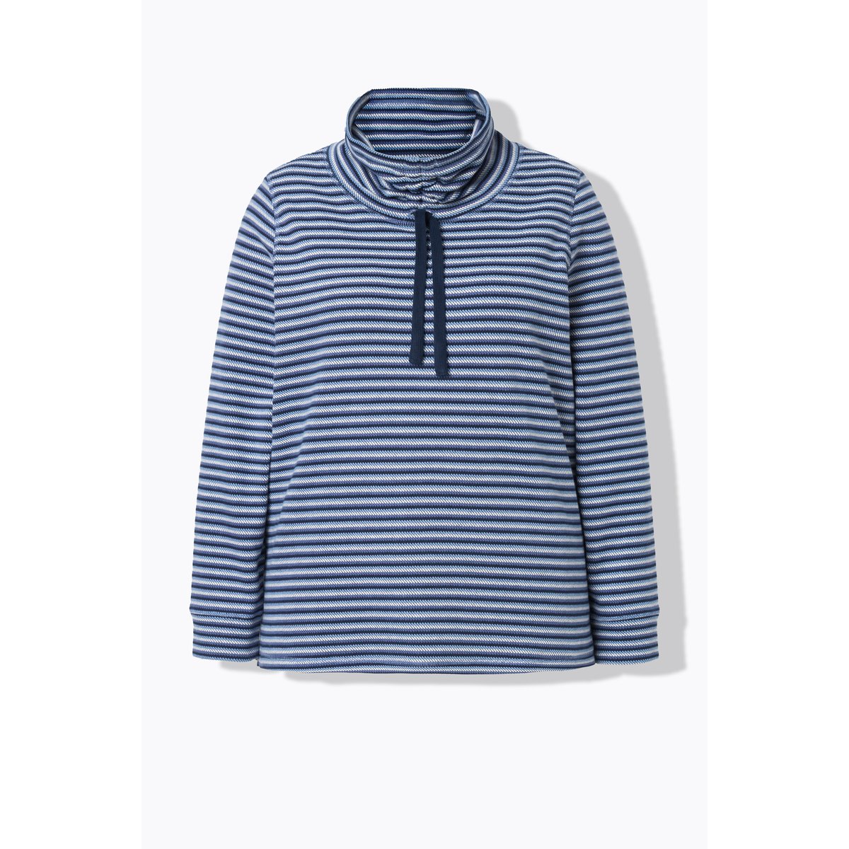 Sweat-shirt en coton bio à col montant et bleu atlantique, ULLA POPKEN