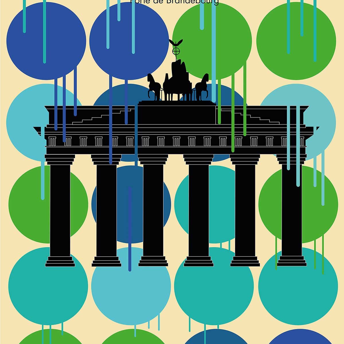 Affiche berlin brandenburger tor affiche + cadre en bois - noir, HEXOA