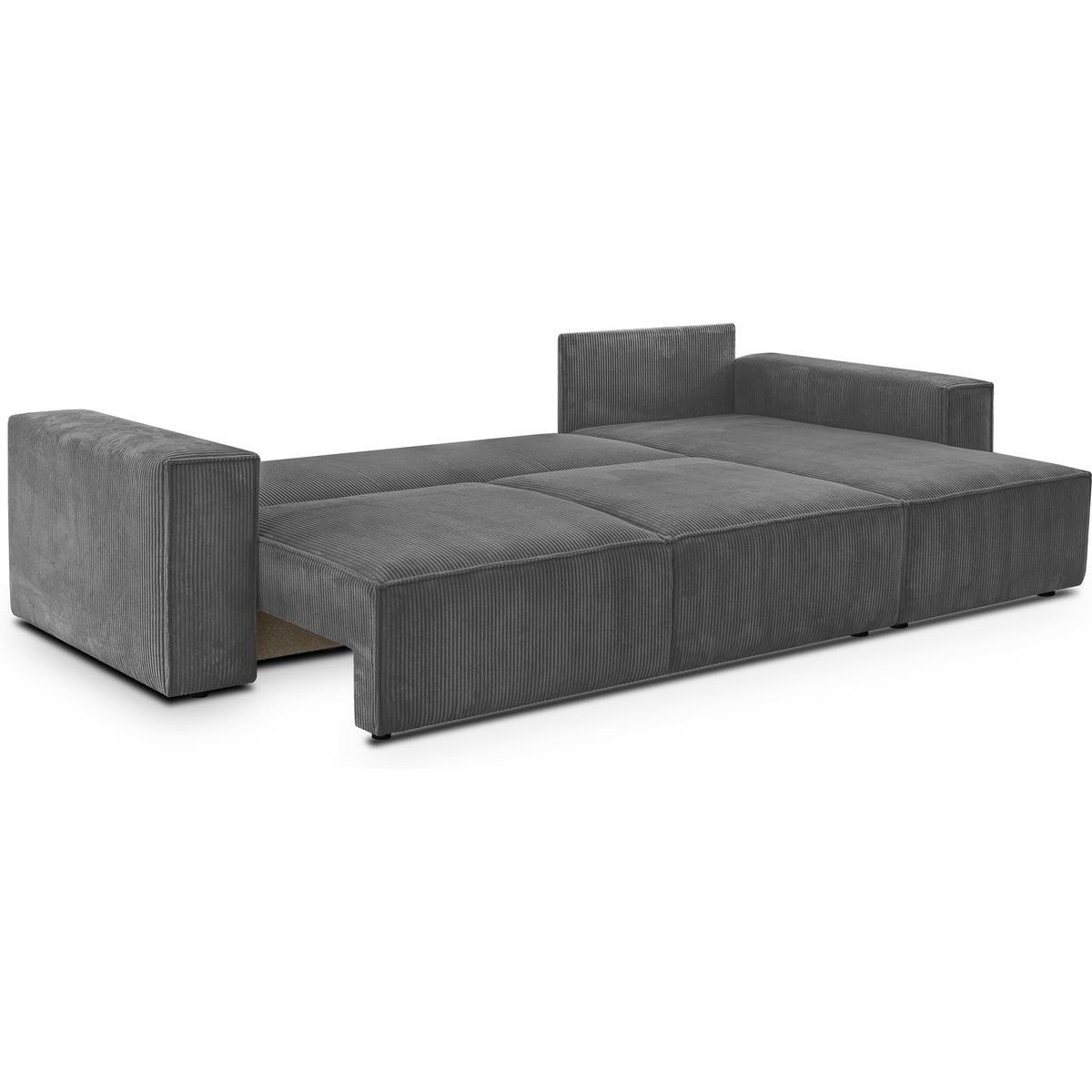 Canapé d'angle convertible 5 places en velours côtelé - HARPER gris anthracite, HOMIFAB