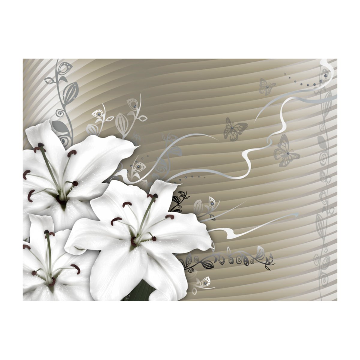 Papier peint intissé panoramique Fleurs Euphoria gris / argent, EDEN
