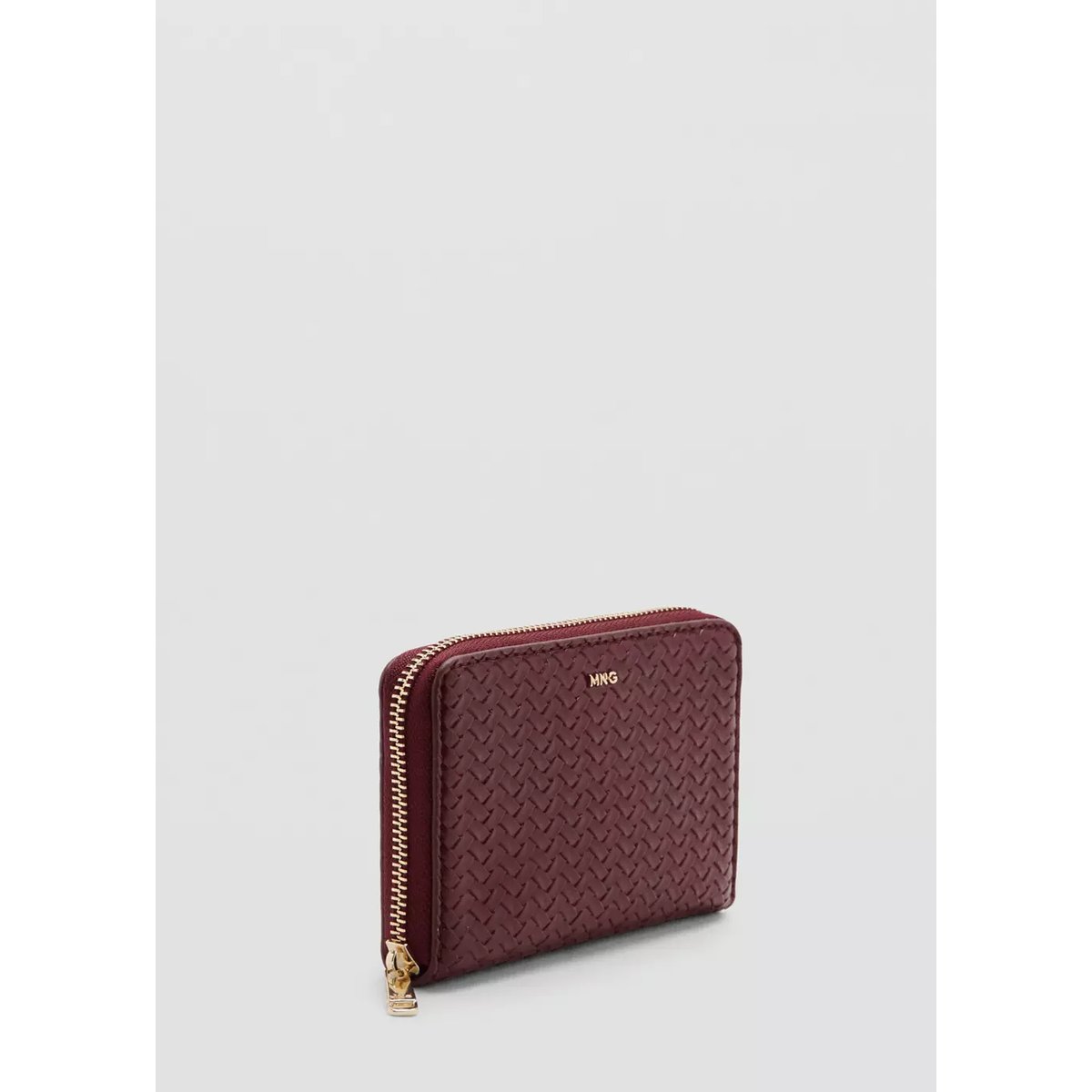 Portefeuille moyen tressé bordeaux, MANGO