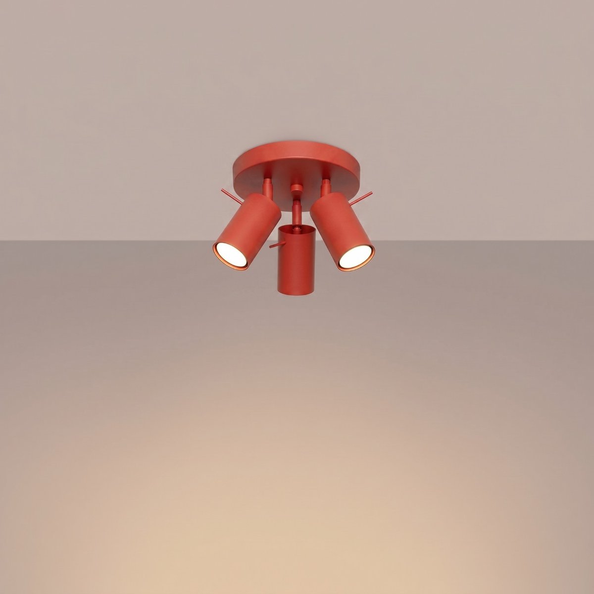 Plafonnier Acier Rouge GU10 3 RING rouge, EDEN