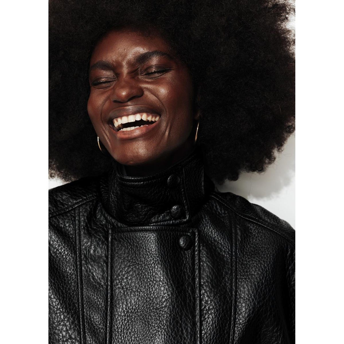 Blouson col montant en simili noir, PROMOD